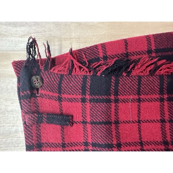Breeches Plaid Wrap Skirt 100% Wool Fringe Trim Midi Vintage Made In USA Red 4 - Picture 4 of 10